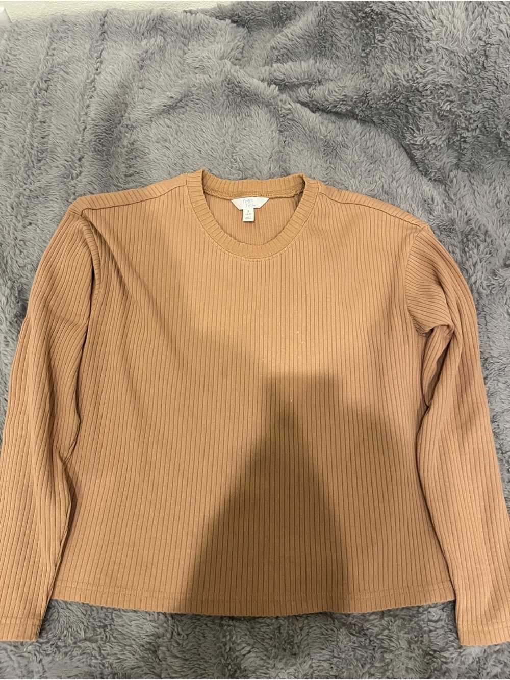 Time and Tru Ribbed Crewneck Sweater - Camel/Tan
